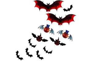 Halloween Decorations Indoor Decor Red & Black 3D Bat Wall Window Stickers (60 Pcs Bats 5 Size) - SHANRUN PVC Pumpkin Bat Stickers Outdoor Halloween Party Home Atmosphere Decor Accents Necessities