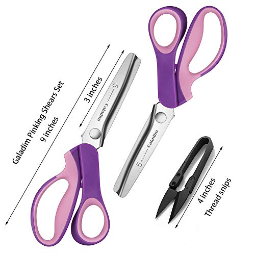 image for Galadim Pinking Shears Set (5MM, Purple, Pack of 2 PCS, Serrated & Sca