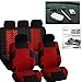 FH Group Car Seat Covers Travel Master Full Set Red Black Automotive Seat Covers Combo Slip Dash Grip Pad, Airbag and Split Rear Universal Fit Interior Accessories Cars Trucks SUV Car Accessories