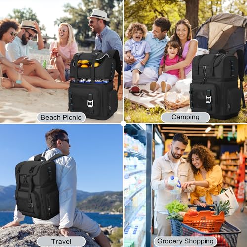 YOUNGOA Mochila Nevera Isotermica Grande, Doble Capa Impermeable Mochila Termica, Bolsa Picnic A Prueba de Fugas