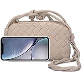 UPSONG Woven Crossbody Bags for Women，Fashion Leather Lightweight Handbags Shoulder Bag Phone Purse Ladies Messenger Bag