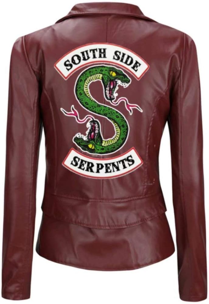 Riverdale Southside Serpents Biker Gang Black Faux Leather Jacket Zip Up Archie Andrews Betty Cooper Costume for Men Women