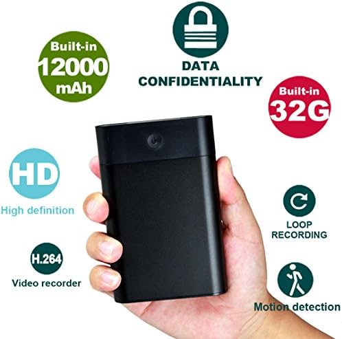LUOHE Hidden USB Spy Camera 12,000mAh Power Bank, 70 Hours Continuous Video Recording, 32GB Internal Memory Full HD 1080P for Home Social Experiment Security Surveillance