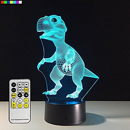 MJDUO-3D Remote Control Touch Night Light, Illusion 7 Color LED Changing Light, Customized Photos, Anime, Movies, Animals, Group photos, All photos. Personalized Gifts (dinosaur)