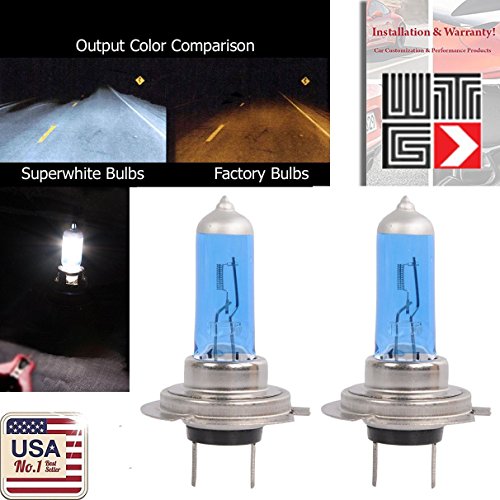 WTG H7 Super White Xenon Halogen Headlight Bulbs 100W - High Beam, Ultra-Bright Performance (Pack of 2)