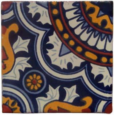 12 Hand Painted Talavera Mexican Tiles 4"x4"