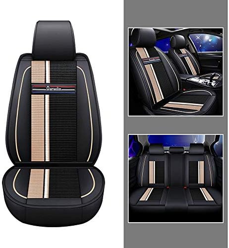 For Driver/Co-pilot/Rear 3seat Car Seat Covers For Fiat Panda Punto EVO Linea Sedici Bravo 5-Seat Leather Cover Full Protection Set Black beige