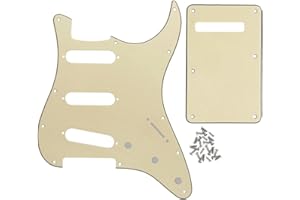 IKN 3Ply Cream ST Pickguard Backplate Set for 3 Single Coil Pickups-11 Hole, come with Pickguard Screws