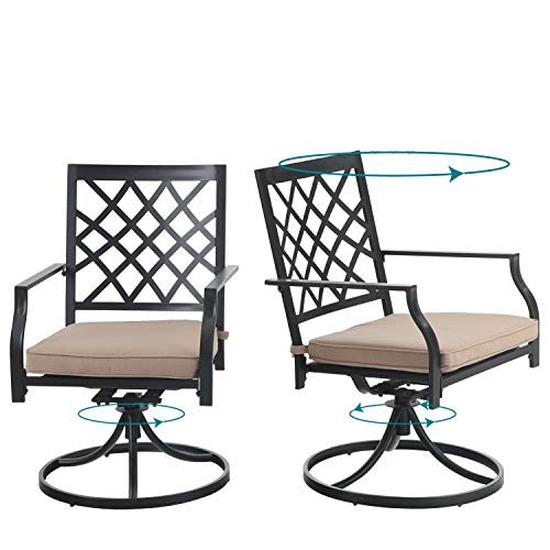 PHI VILLA Swivel Patio Chairs Set of 2 Outdoor Dining Rocker Chair