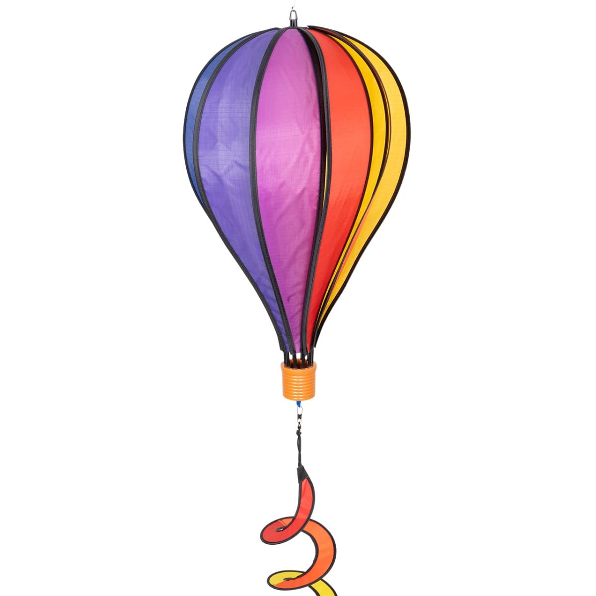 CIM Wind spinner - Satorn Balloon 28 Rainbow Twist - weatherproof - balloon: Ø28cm x 48cm, basket: 4,5cm x 4cm, twister: Ø10cm x 75cm - incl. ball bearing swivel and hook