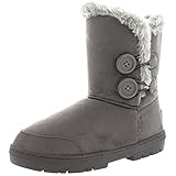 Womens Twin Button Fully Fur Lined Waterproof Winter Snow Boots