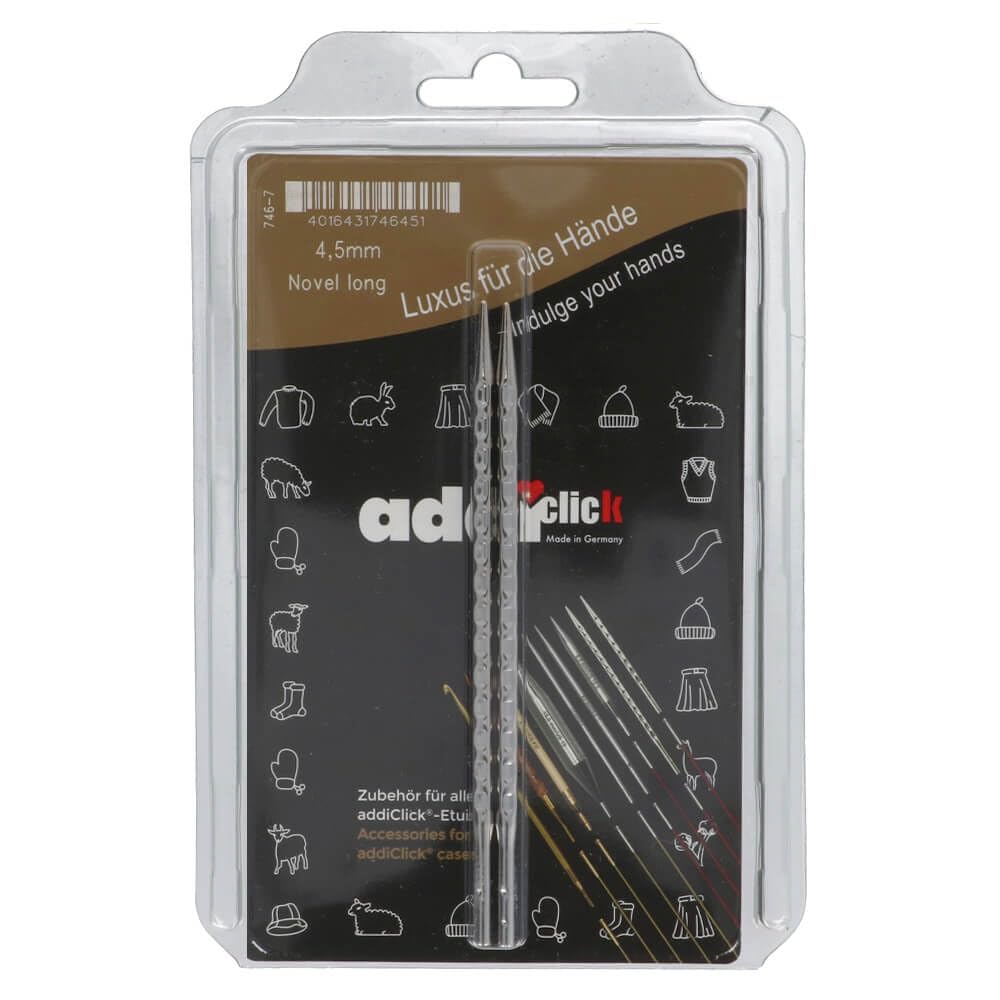 Addi Click Novel Lace Long Tips, Metal, 4.50mm (UK 7 / US 7), 4.5mm