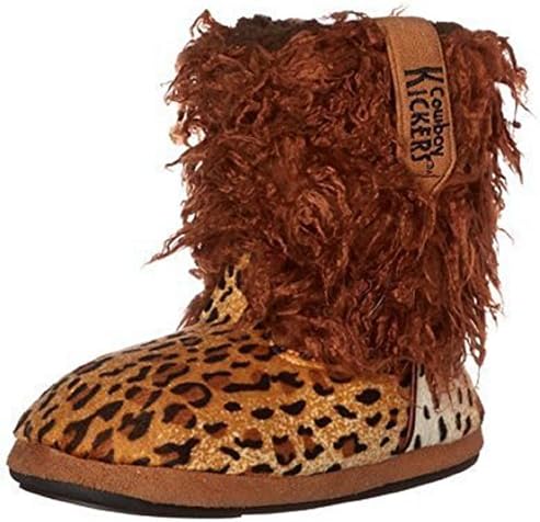 Cowboy Kickers Wooly Cheetah Slippers Girls Large to X-Large 3 to 6