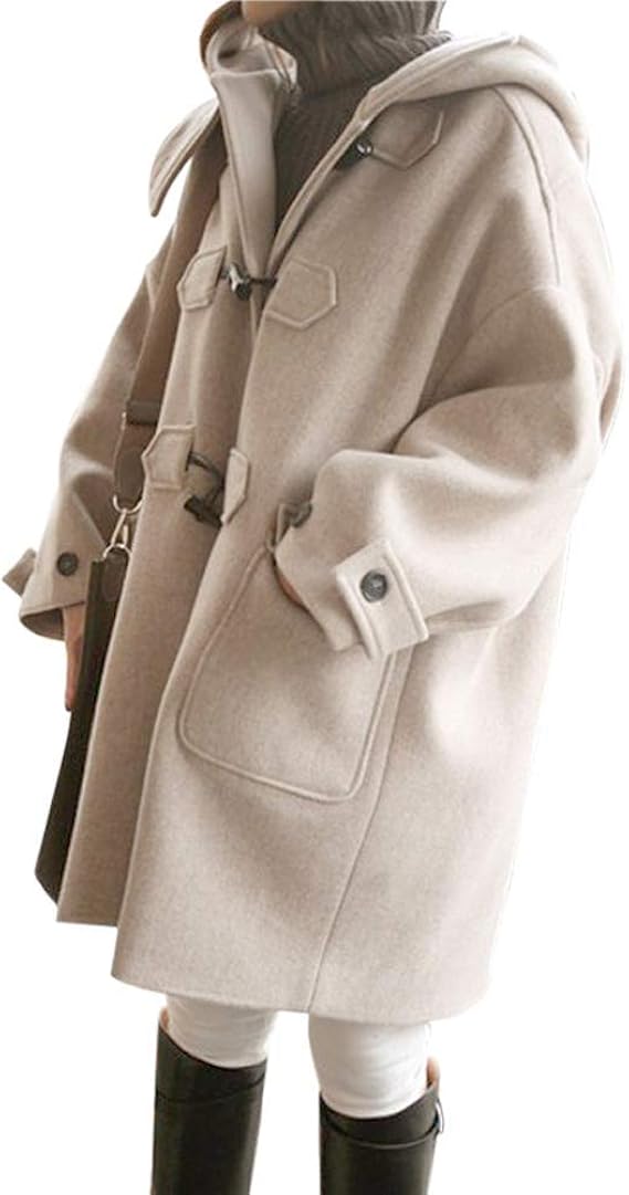 Amazon ウンセン レディースジャケット ダッフルコート ウール 厚手 アウター 女の子 コート通学用 秋冬 オーバー 保温 防寒 学生 通勤 フード付き 無地 ウールコート コート ジャケット 通販