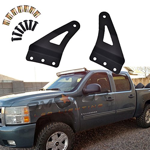 Omotor Upper Windshield Mounting Brackets(52inch Curved LED Light Bar) for 2007-2013 4wd/2wd Chevrolet Silverado 1500/2500hd/ 3500hd Pickup; 4wd/2wd 2007-2013 GMC Sierra 1500/2500hd/3500hd Pickup