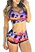 TOP HERE Women's 2 Piece Bandage Sporty Bathing Suit Scoop Neck Boyshorts Bikini Swimsuit(Purple,XL)