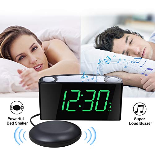 Extra Loud Alarm Clock for Heavy Sleepers, Digital Vibrating Alarm