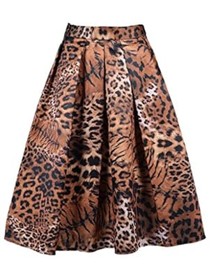 CHARLES RICHARDS CR Women's Print Floral Tiger Pattern Midi Skirt