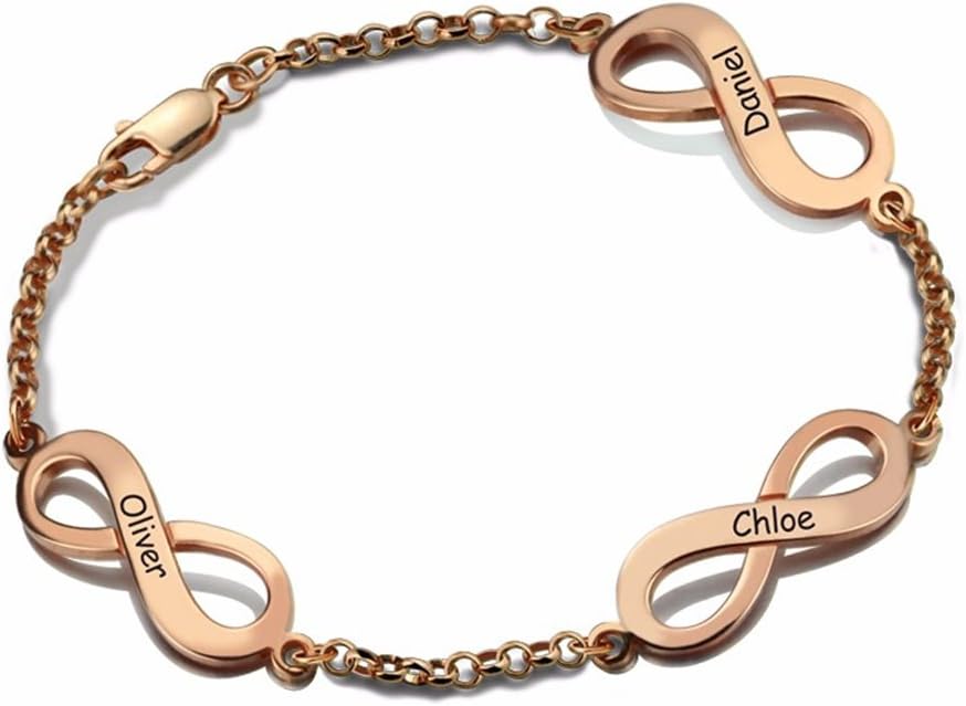 Personalized Infinity Name Bracelet Sterling Silver Custom Triple Infinity Sign Family Bracelet with Multiple Names