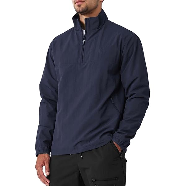 Aulemen Men's Casual Quarter Zip Pullover Golf Windbreakers