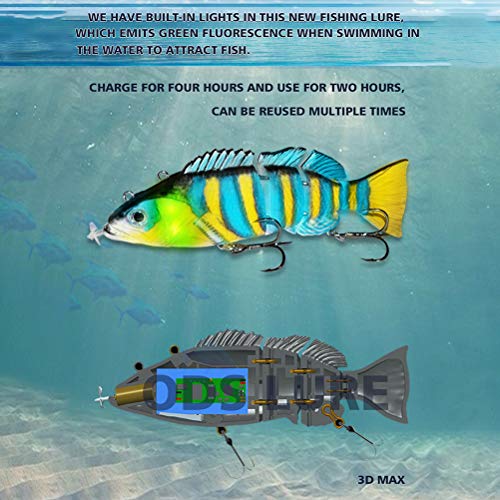 BSTEle Elektrischer Angelköder, Elektrisch Wobbler Kunstköder USB Aufladen 3D Bionischer Köder Kurbelköder für die… – Bild 6