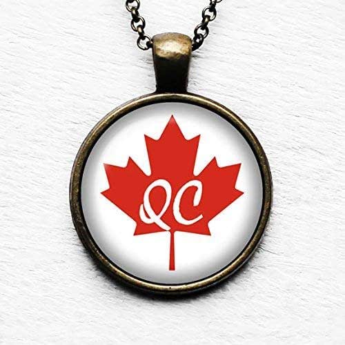 Canada Canadian Flag Province Quebec QC Pendant Necklace