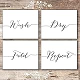 Wash Dry Fold Repeat - Laundry Room Wall Decor Art Prints (Set of 4) - Unframed - 8x10s