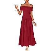 ZESICA Women's Off The Shoulder Maxi Dress 2026 Summer Sleeveless Casual Slim Swing Pleated Formal Party Dresses