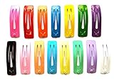 24 Pcs - Cute Rectangular Hair Snap Clip for Girl - Size 14 X 50 Mm Mix Bright and Pastel Color