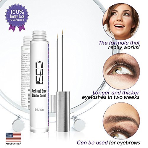 Natural Eyelash Growth Serum - Eyebrow Growth Serum - Made in USA - Lash Booster for Longer, Thicker Natural Eyelashes and Fuller Eyebrows - Enhancing Lash Growth Formula