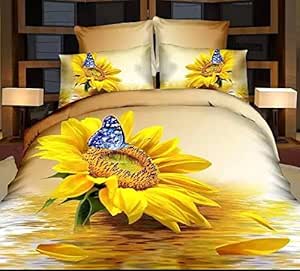 Oro amarillo y ropa de cama de sábanas de girasoles bestdeal edredones