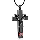 Rstnxnnl Cross Cremation Jewelry Urn Necklaces Urn Pendant Necklaces for Ashes Memorial Keepsake Pendant for Women Men Gifts With Funnel Kit & Bag