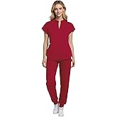 Eipnare Medical Scrubs for Women Set, Stand-up Collar Scrubs Top & Jogger Scrub Pants with 8 Pockets Nurse Uniforms Set