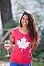 Ann Arbor T-shirt Co. Canada Pride | Vintage Style, Retro Canadian Maple Leaf Women's V-Neck T-Shirt-(Vneck, M) Heather Red