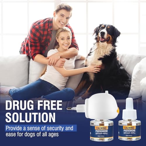 Pheromones for Dogs Calming 3 in 1 Tranquillit Kit (1 Diffuser + 2 Refill 48 ml) Calming Dog Calm Restless Stress for Relaxing and Tranquilating Dogs Diffuser 60 Days Tasteless Flavor