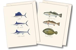 Earth Sky + Water - Saltwater Fish Assortment Notecard Set - 8 Blank Cards with Envelopes (4 each of 2 styles)