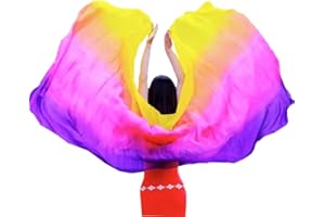 TMZAQH Women Real Silk Belly Dance Veils Silk Belly Dancing Silk Veil 3 Yards Hand Scarves Fire Flame Colors