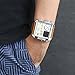 Top Plaza Men's Square Digital Electronic Genuine Leather Band 3ATM Waterproof LCD Sport Watch Casual Business Quartz Military Multifunction Back Light