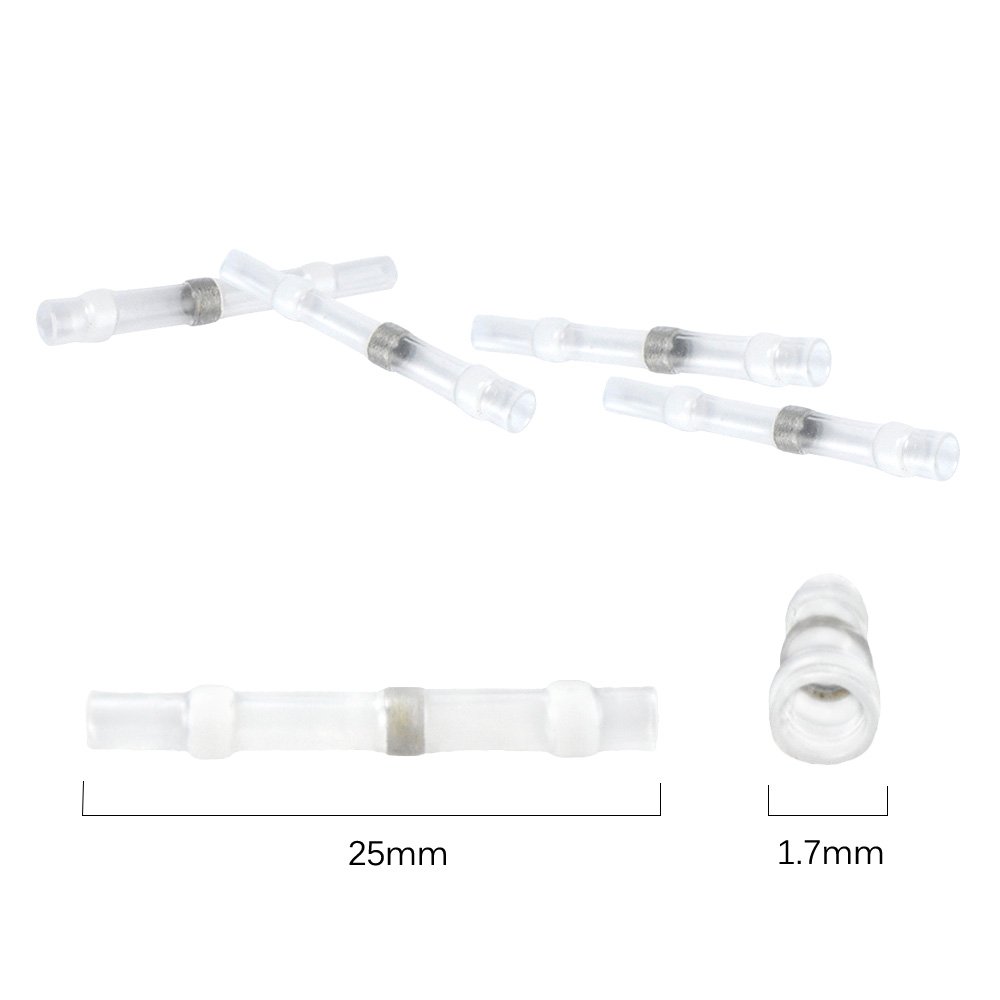 HUICAO 50pcs Solder Seal Wire Connectors Heat Shrink Butt Connectors