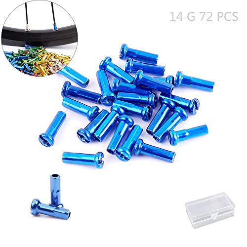 Juland 72 PCS Alloy Spoke Nipples Bike Spoke Nipples End Tips Nipples End Caps Wheel Spoke Nipples Decor for Mountain Road Bicycles 14G - Blue