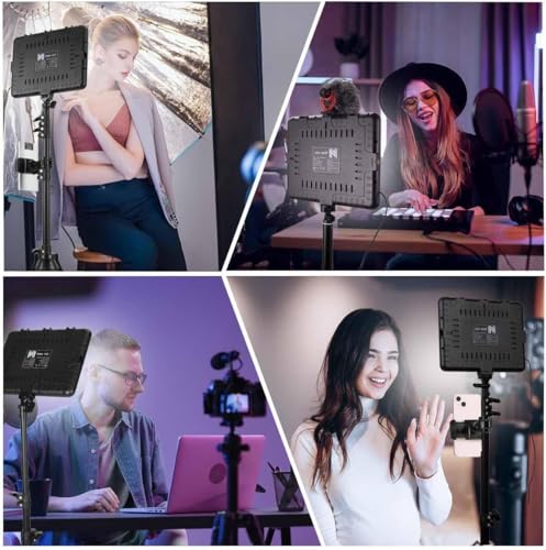 1-Pack LED Video Light Kit, NiceVeedi Photography Lighting Kit, 2800-6500K Dimmable Studio Light with Tripod Stand & Phone Holder, 73