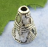 Housweety 60PCs Silver Tone Cone End Bead Caps 11*9mm