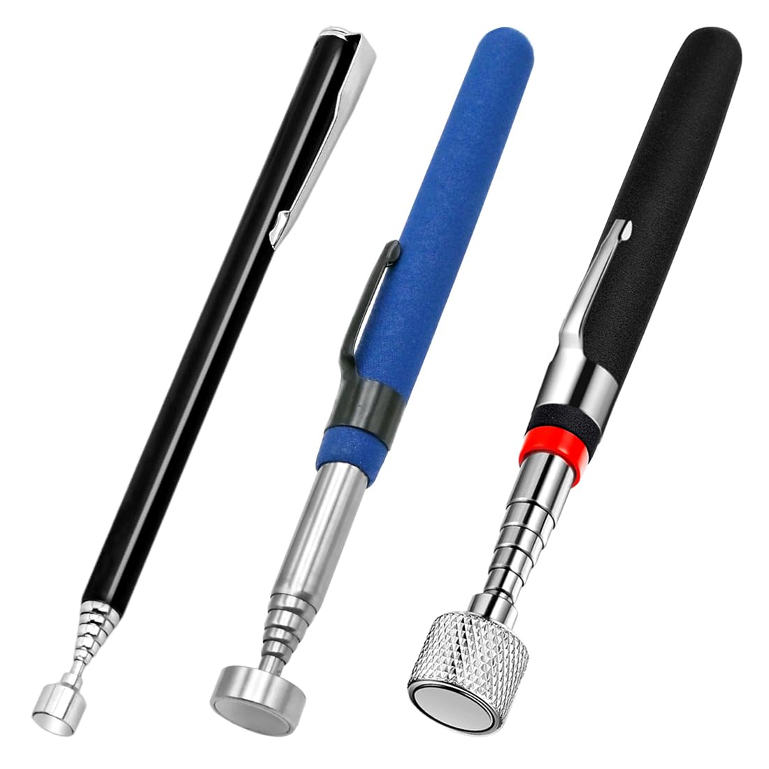 LICQIC 3 Pcs Magnetic Telescopic Pick Up Tool, Pick-up Stick with Magnet, Portable Retriever Wand, for Picking up Metal Items from Hard-to-Reach Places (2 LB+8 LB+15 LB)