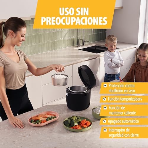 Panela de arroz digital com função de baixo teor de hidratos de carbono, 8 programas automáticos, capacidade de arroz de 0,6 L, painel digital, fácil de limpar, RK-6238