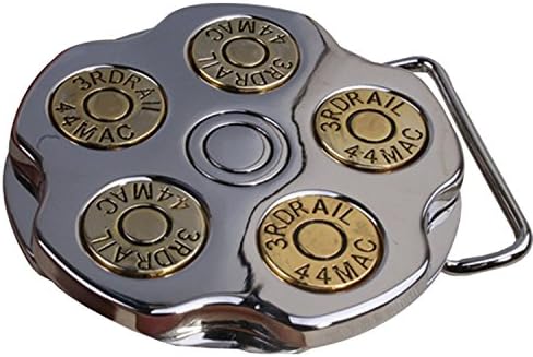 CMGD Mens Cool Fashion Revolver Gun 5 Gold Bullet Barrel Metal Belt Buckles
