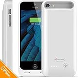 iPhone SE/5C/5S/5 Battery Case, Alpatronix® [BX120plus] 2400mAh MFi Certified Removable Extended Rechargeable Protective Charging Case [Full Compatible Support with iOS 9+ & Apple Pay, Ultra-Slim, Ultra-Portable External Charger Case / Fits all versions of iPhone SE, 5C, 5S & 5 with Juice Pack & Power Bank Features] - (White)