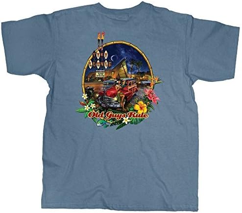Old Guys Rule Men's Tiki Lounge Tee, Lake Blue, XXX-Large
