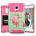 Note Edge Case,Galaxy Note 4 Edge Case,AnnBay for Samsung Galaxy Note Edge Hybrid Heavy Duty Armor Heavy Duty High Impact Case Cover( Not Fit Note 4)-Floral Pink
