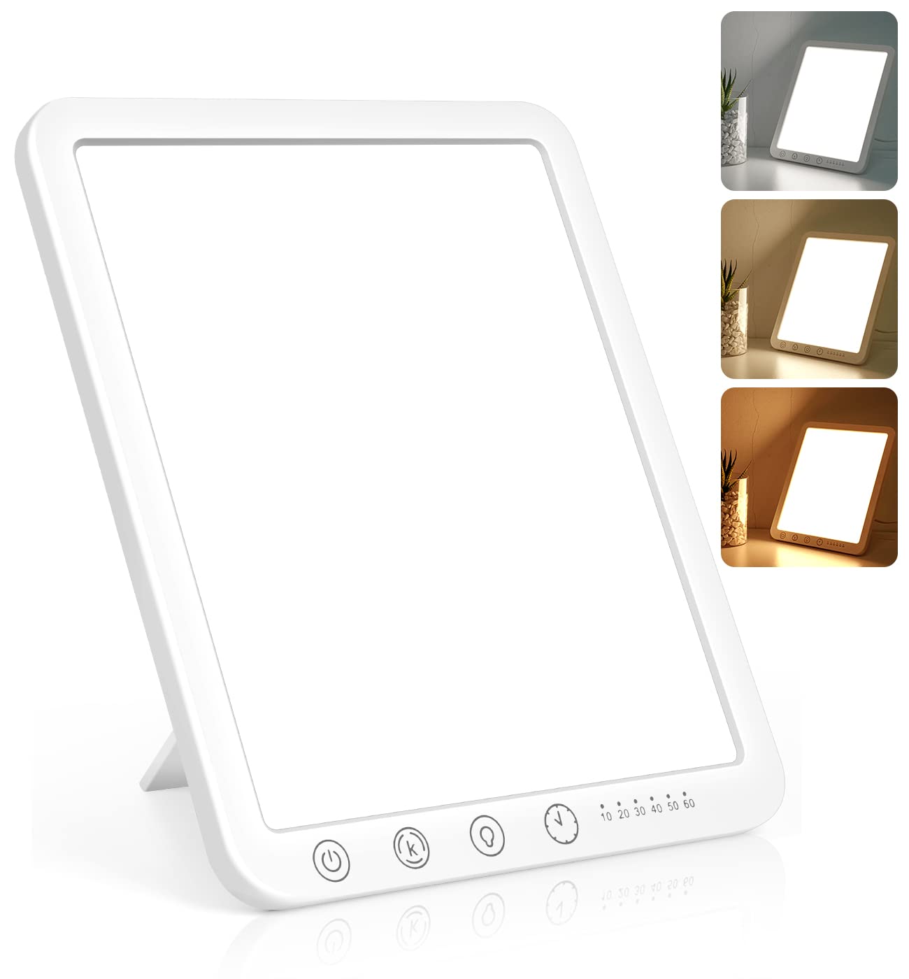 Photo 1 of DIKAKO Light Therapy Lamp, 15000 Lx Sun Lamp,3 Color Temperature, 5 Levels of Adjustable Brightness and Timer Function Light Lamp, Touch Control, Rotatable Stand, Memory Function, Home/Office Use