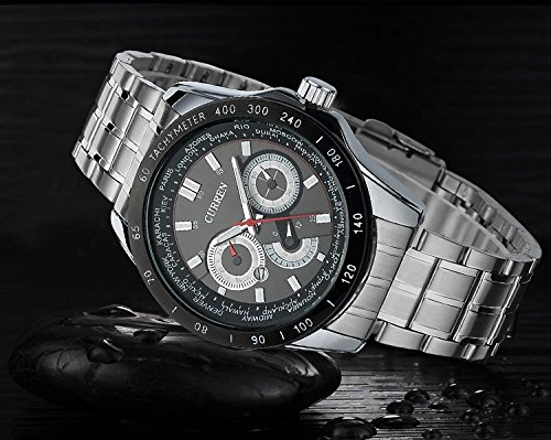 Mens Curren Relojes Marca Superior Reloj de Cuarzo de Acero Militar del ejército Deporte Impermeable Reloj Negro - Imagen 3